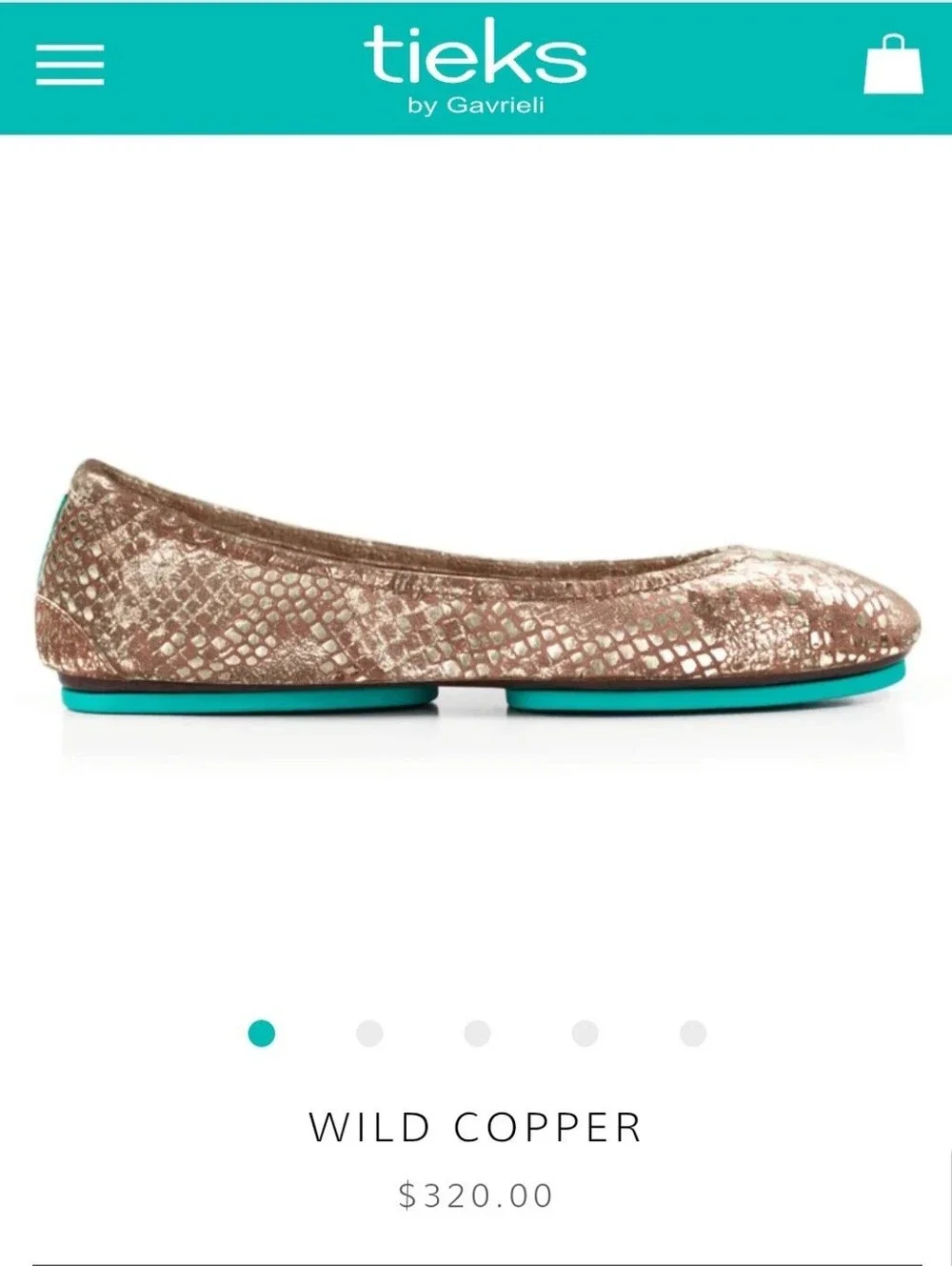Tieks Wild Copper Ballet Flats Womens Size 6 Foldable Shoes